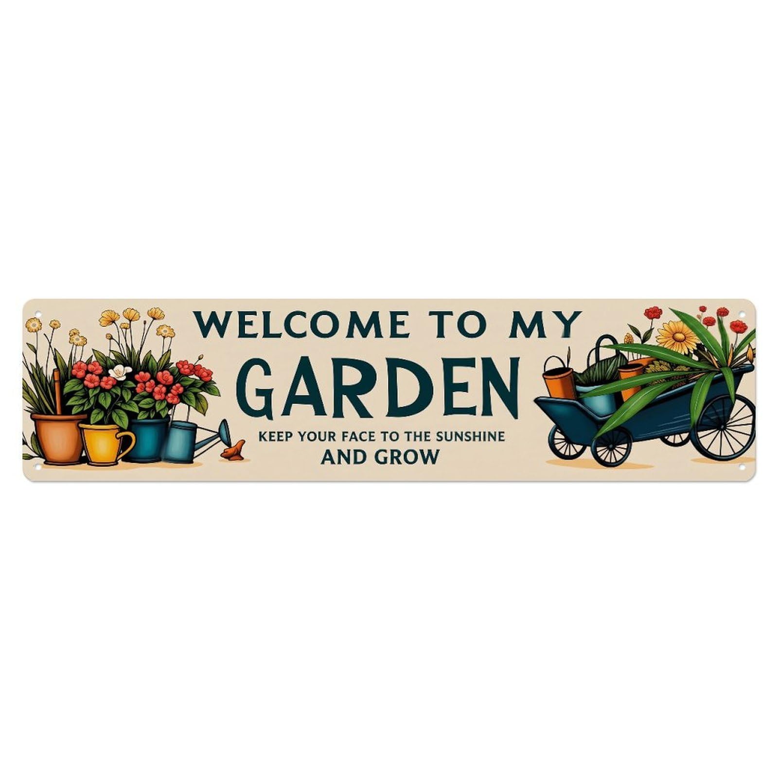 Metal Tin Sign Welcome To My Garden Vintage Sunflower Field