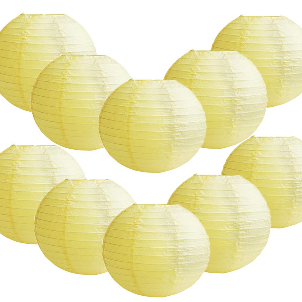 Time to Sparkle 10 Pack Tissue Paper Round Lanterns LampShade Lamp Shade Wedding Birthday Party Decoration | Gold Yellow, 20"(50cm) |