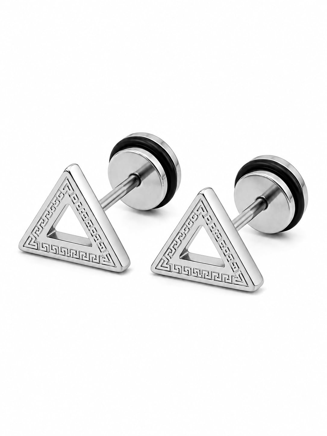 Triangle Stud Earrings for Men, Stainless Steel, 12mm-image-30