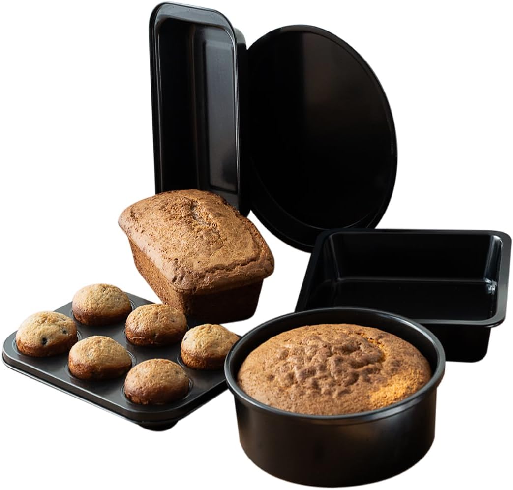 5-piece Baking Set – Versatile and Oven Safe Bakeware Set – Durable Bakeware Set – Baking Cookware – Kitchen Baking Pans, Kitchen Essentials – Baking Pan Set by Roppa 5-piece Baking Set – Versatile and Oven Safe Bakeware Set – Durable Bakeware Set – Baking Cookware – Kitchen Baking Pans, Kitchen Essentials – Baking Pan Set by Roppa