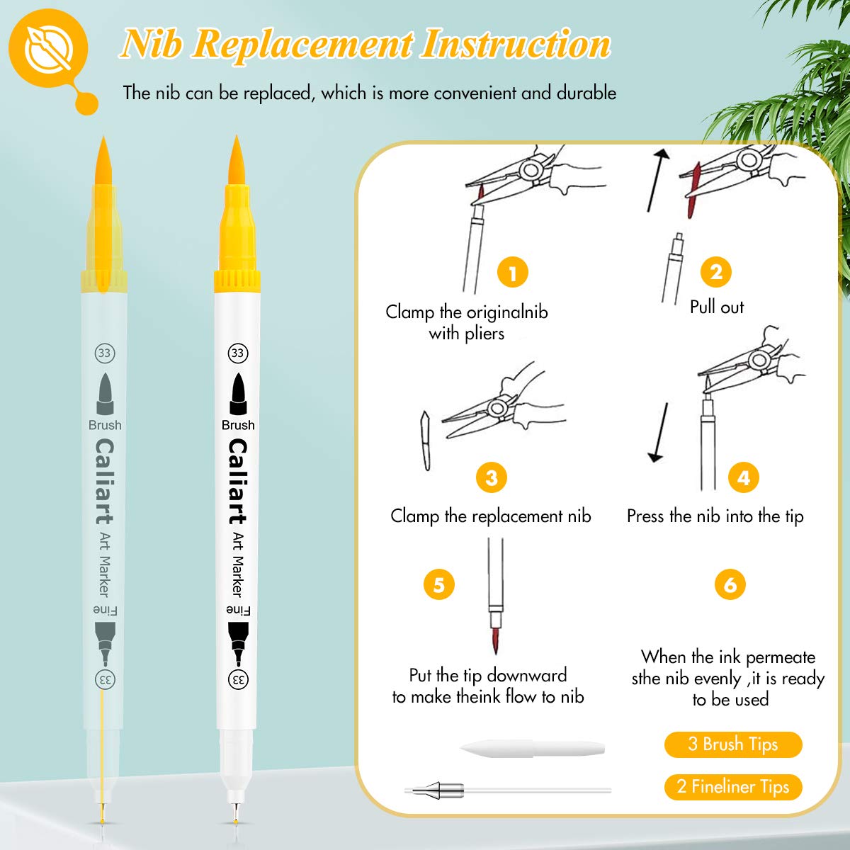 Markers for Adult Coloring, Caliart 72 Dual Brush Pens Art Markers