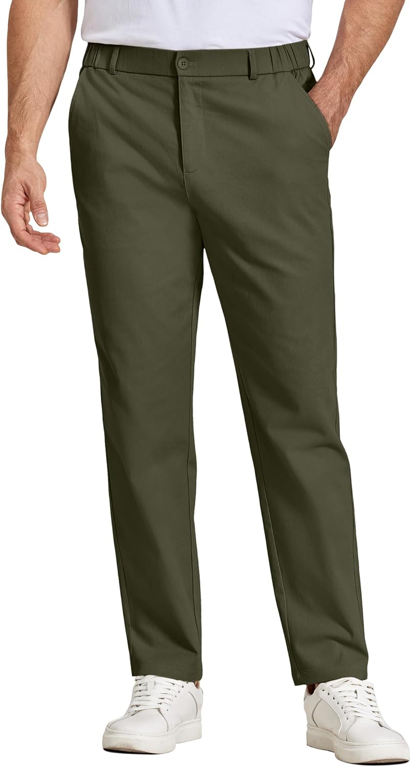COOFANDY Mens Casual Chinos Pants Relaxed Fit Elastic Waist Khaki Trousers Stretch Dress Slacks with Pockets