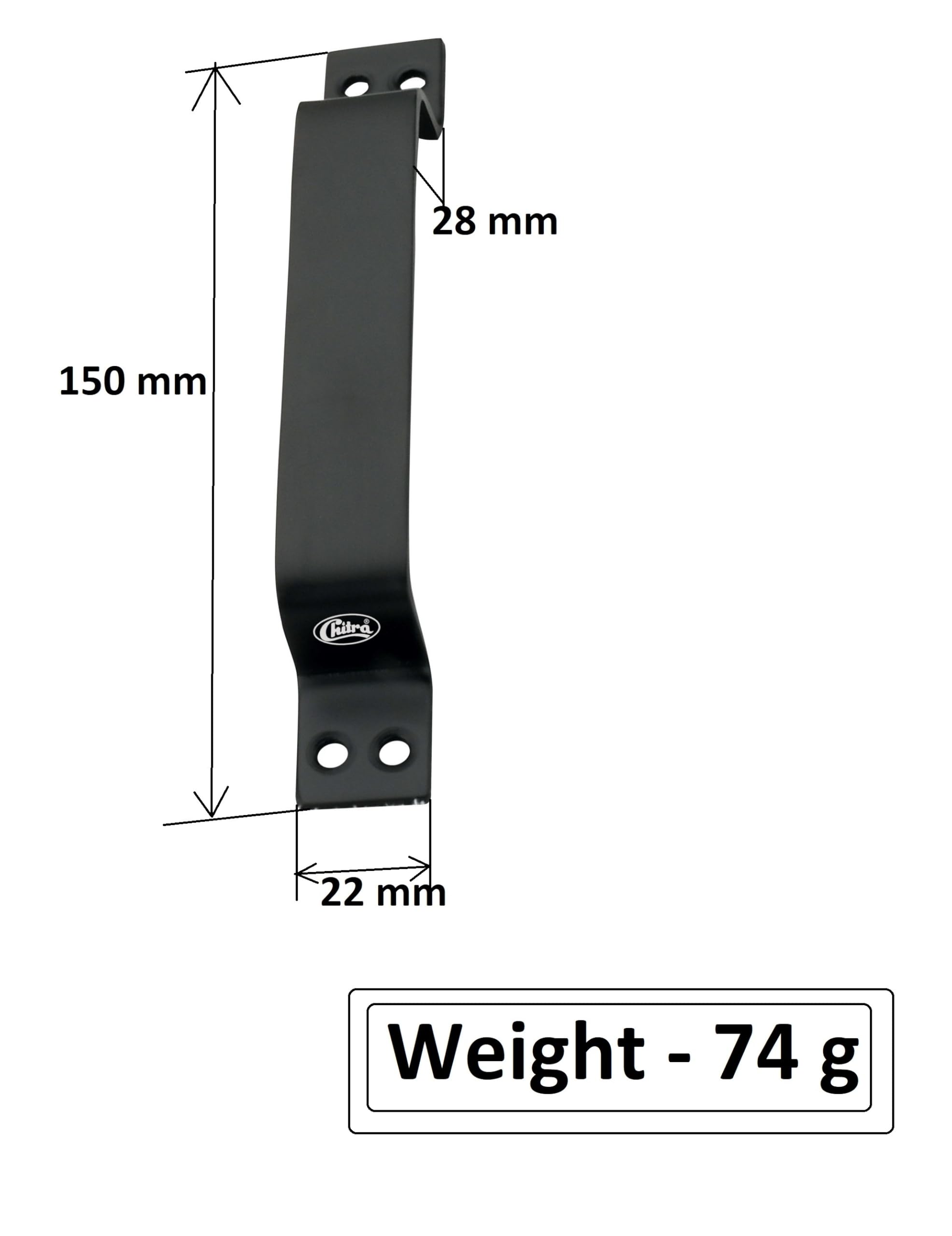 Chitra Wave Stainless Steel Door/Cabinet Handles Pack of 6 (6 Inch, Black), Pull Handle — Amazon image 3