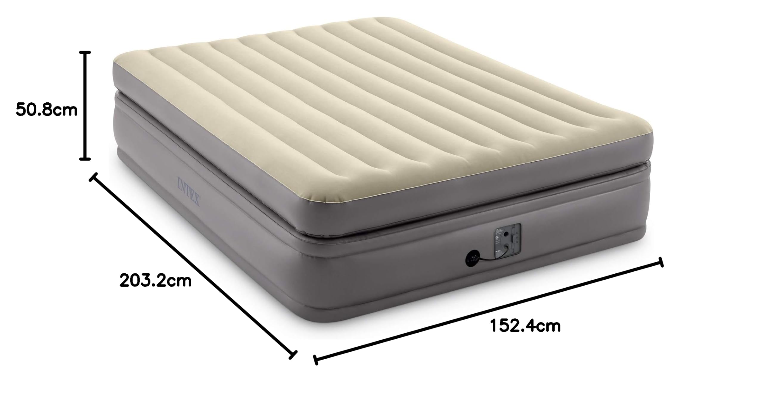 Intex 64163EP - Colchón hinchable portátil con tecnología Fiber-Tech, con bomba de aire integrada, tamaño Queen