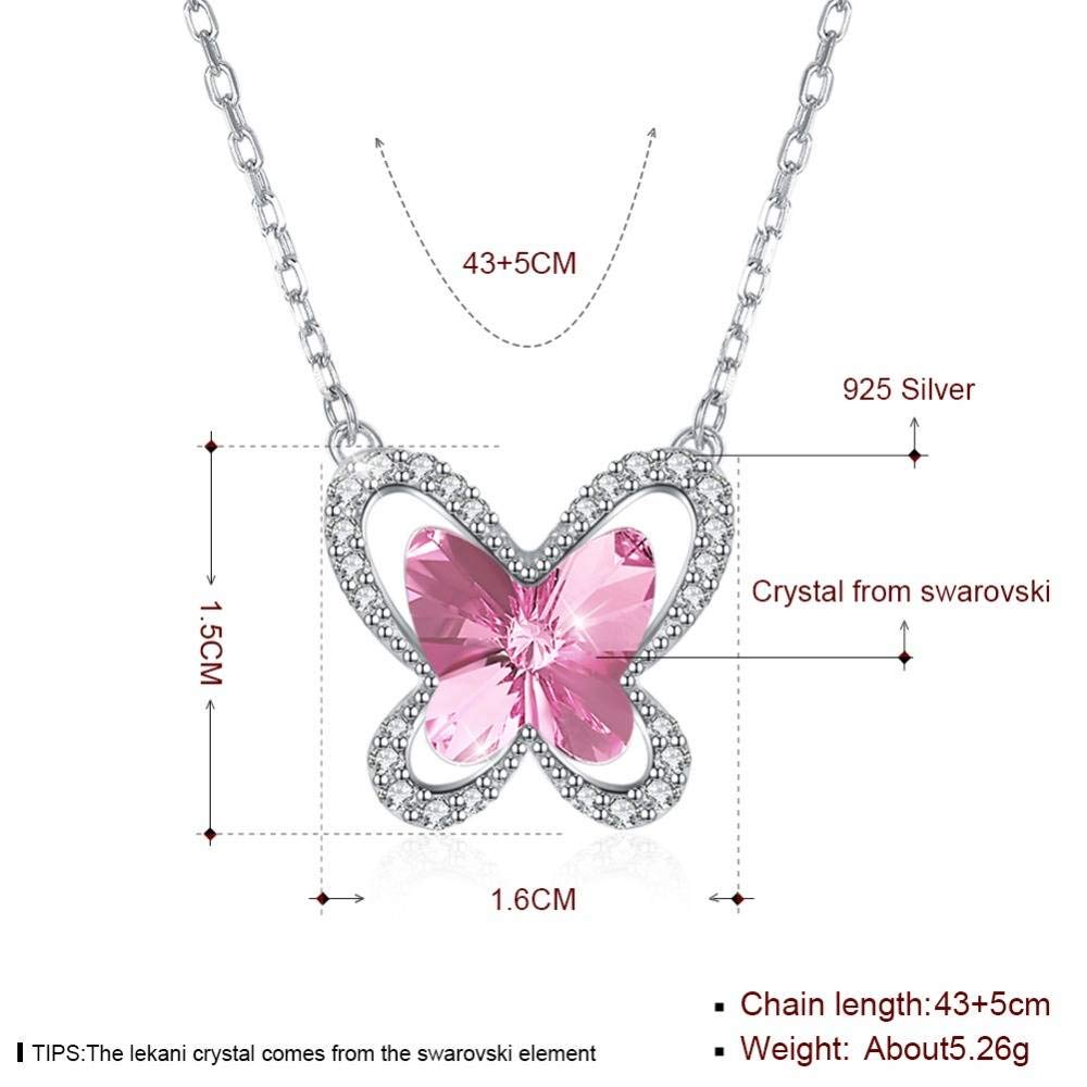 WZGWDC Collar con Colgante de Mariposa de Plata de Ley 925, Cristales para Fiesta, Boda, joyería para Mujer, Regalos