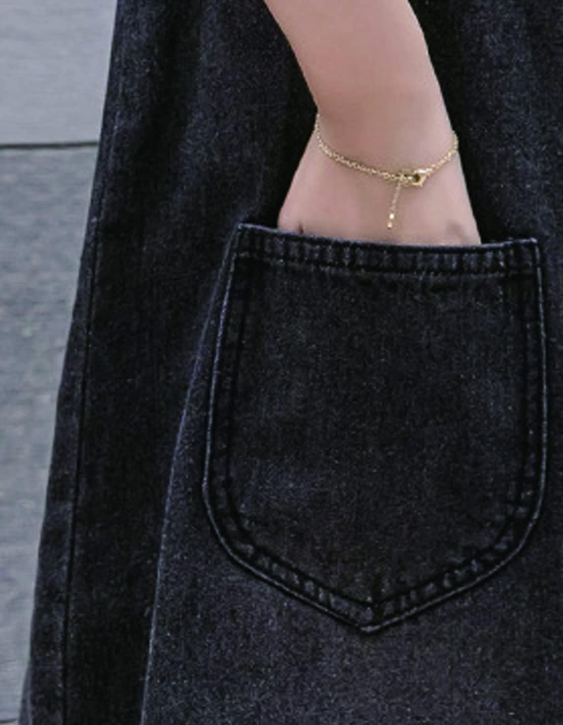 Women's Denim Strap Dress Large Size Loose Casual Solid Color Mid-Length Skirt - Image 5