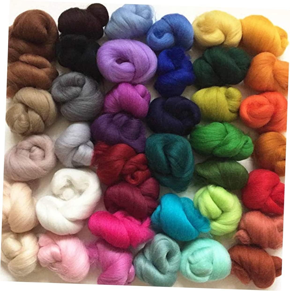 Lurrose Colors Merino Felting Wool Tops Colorful Wool Fibre DIY Sewing Supplies for Needle Felting and Wet Crafts for Beginners and Creative Projects