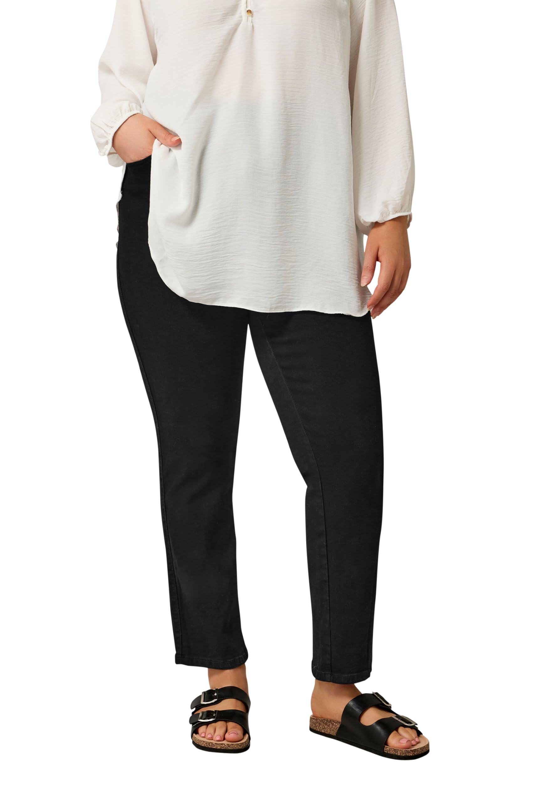 Evans Women's Black Curve Straight Leg Jeans - Plus Size Curve