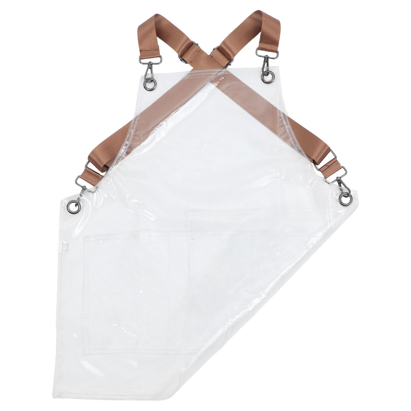 Tablier de Coiffure Transparent en Tpu 60 CM Court avec Sangle Jaune Ajustable, Tablier Imperméable et Résistant à L’Huile pour Salon de Coiffure Professionnel, Protection