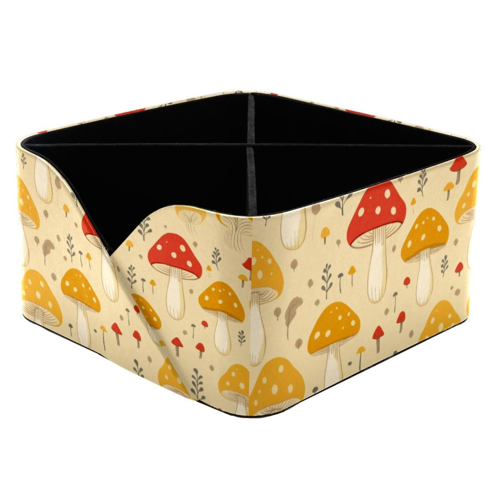 Porte-stylos et organisateur de bureau design cuir PVC champignon jaune