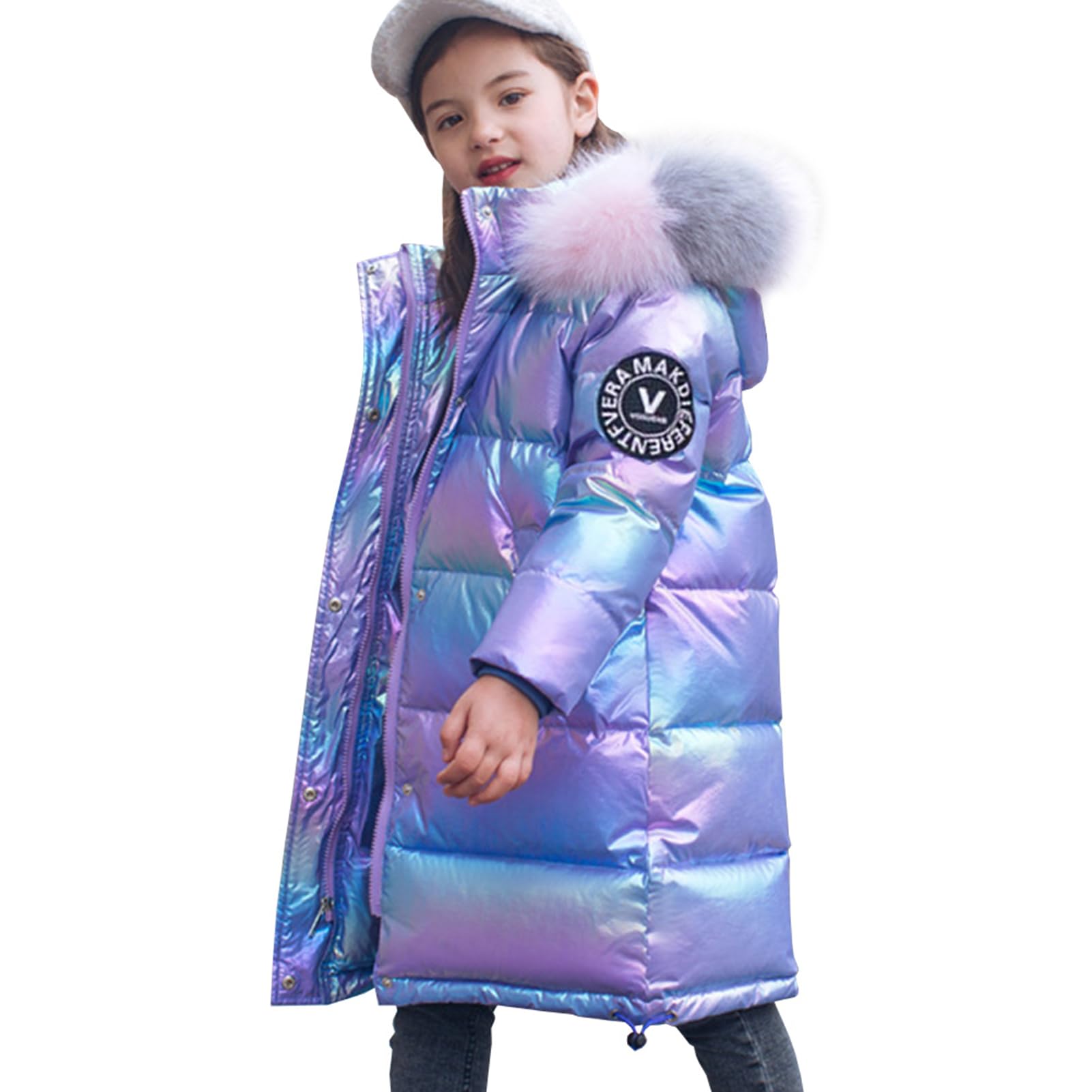 Piumino Ragazza Addensato e allungato Cappotto Antivento Giacca Bambino Calda Giacca Outdoor Abbigliamento per Inverno