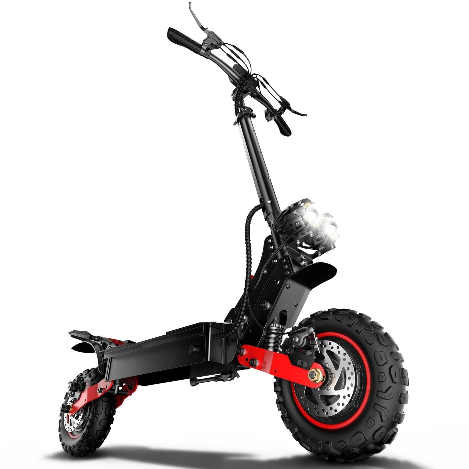 Trottinette Électrique Adulte Tout-Terrain, Double Moteur 2400 W, Batterie 60 V 23 Ah, Autonomie 55 km, Vitesse Max. 25 km/h, Pneus 11 Pouces, Double Suspension, Freins à Disque