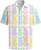 Easter Shirts for Men Funny Easter Eggs Bunny Carrot Print Hawaiian Button Dress Casual Shirts Loose Fit