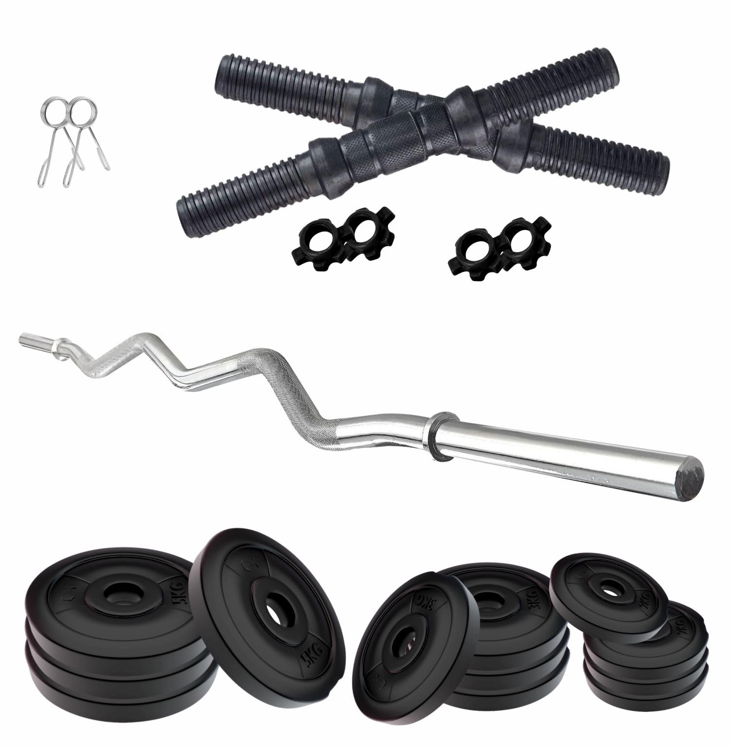 Amazon Brand - Symactive 40 KG PVC Home Gym Set with One 3 Ft Curl Rod and One Pair Dumbbell Rods, Multicolour-picture-27