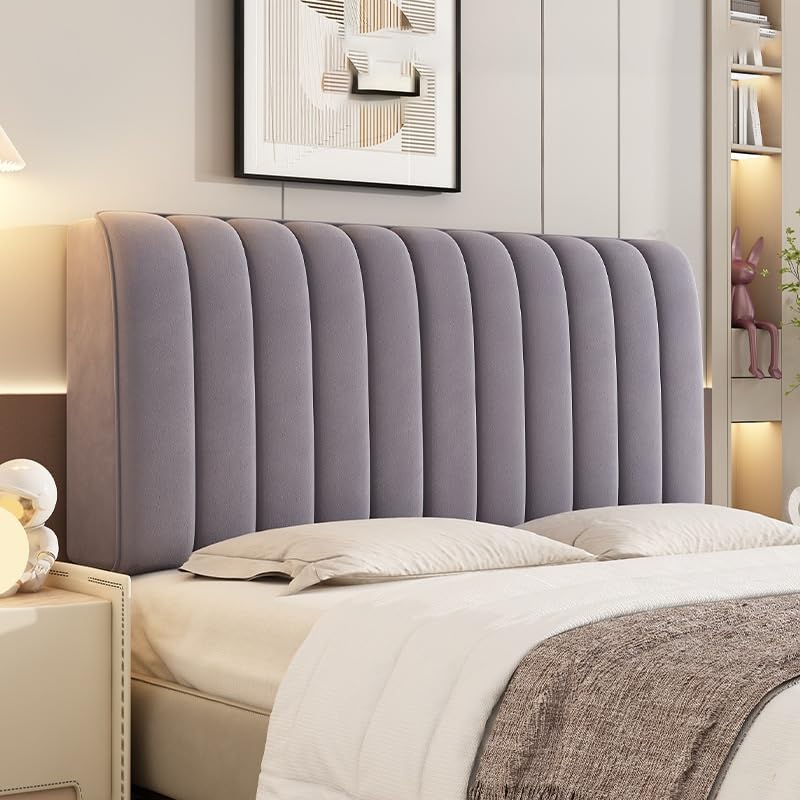 XIFUHUI Velvet Headboard Cover All-inclusive Stretch Headboard Slipcover Universal Thicken Solid Color Quilted For Single/double/king Size Bed Bedroom Décor(Dark Gray,180cm)