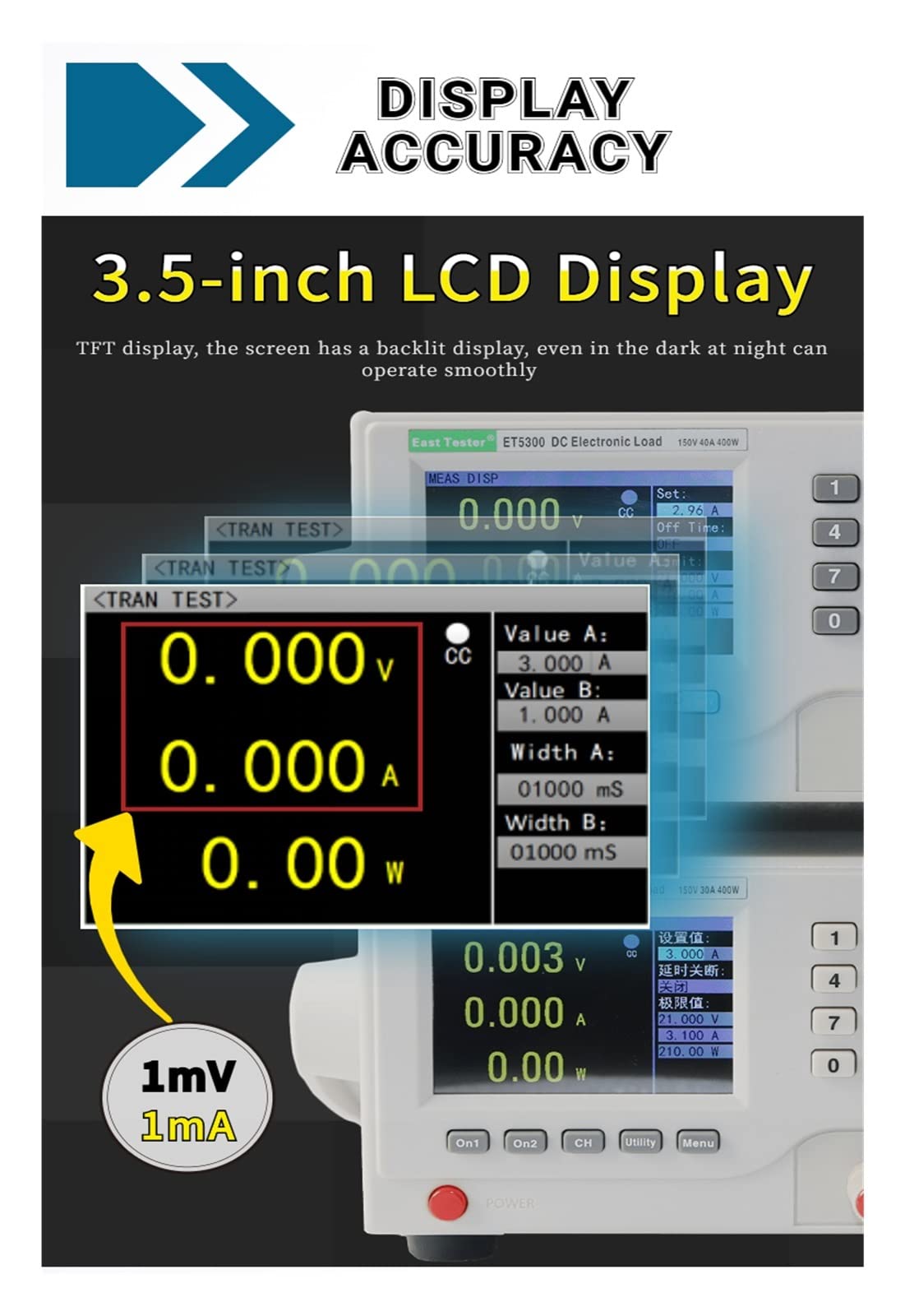Medidor LCR, Probador de batería carga electrónica la serie ET53 Carga programable CC(ET5303)