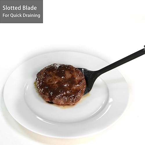 Miniatura 6 de Espátulas de metal para uso en cocina, espátulas de acero inoxidable ranurado cepillado con mango ergonómico, utensilios de cocina resistentes