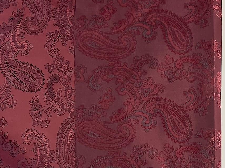 Paisley żakardowa satynowa podszewka materiał wino czerwone 10MTR