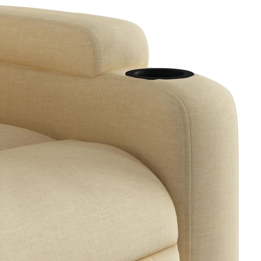 vidaXL Fauteuil Inclinable, Chaise de Relaxation avec Dossier, Siège avec Accoudoirs Rembourrés Salle de Séjour, Moderne, Crème Tissu