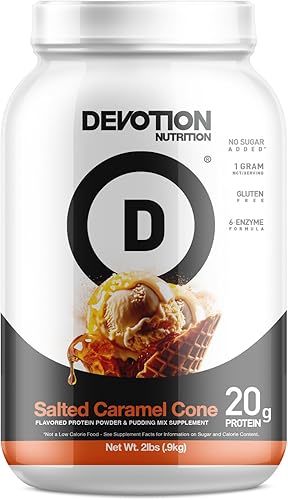 Vista 9 de Devotion Nutrition Proteína en polvo Angel Food Cake – 0.71 oz de aislado de suero y mezcla de proteína de caseína – Sin azúcar añadido, bajo