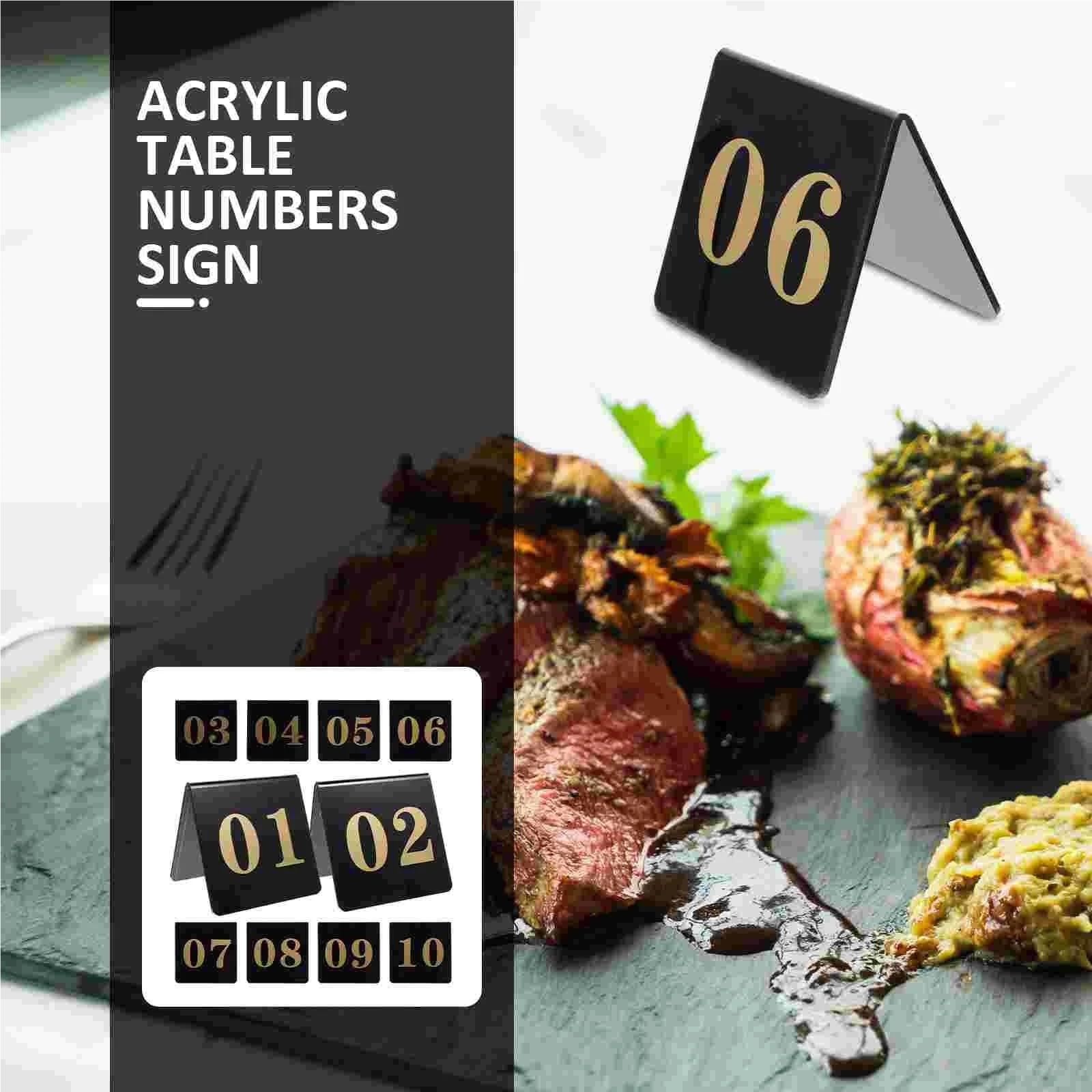 PortanúMeros De Mesa 10 Pcs Acrylic Table Number Plate Elegant Numbers Cards Coffee Decor Triangle Reception PosanúMeros Para Boda(Black 1)