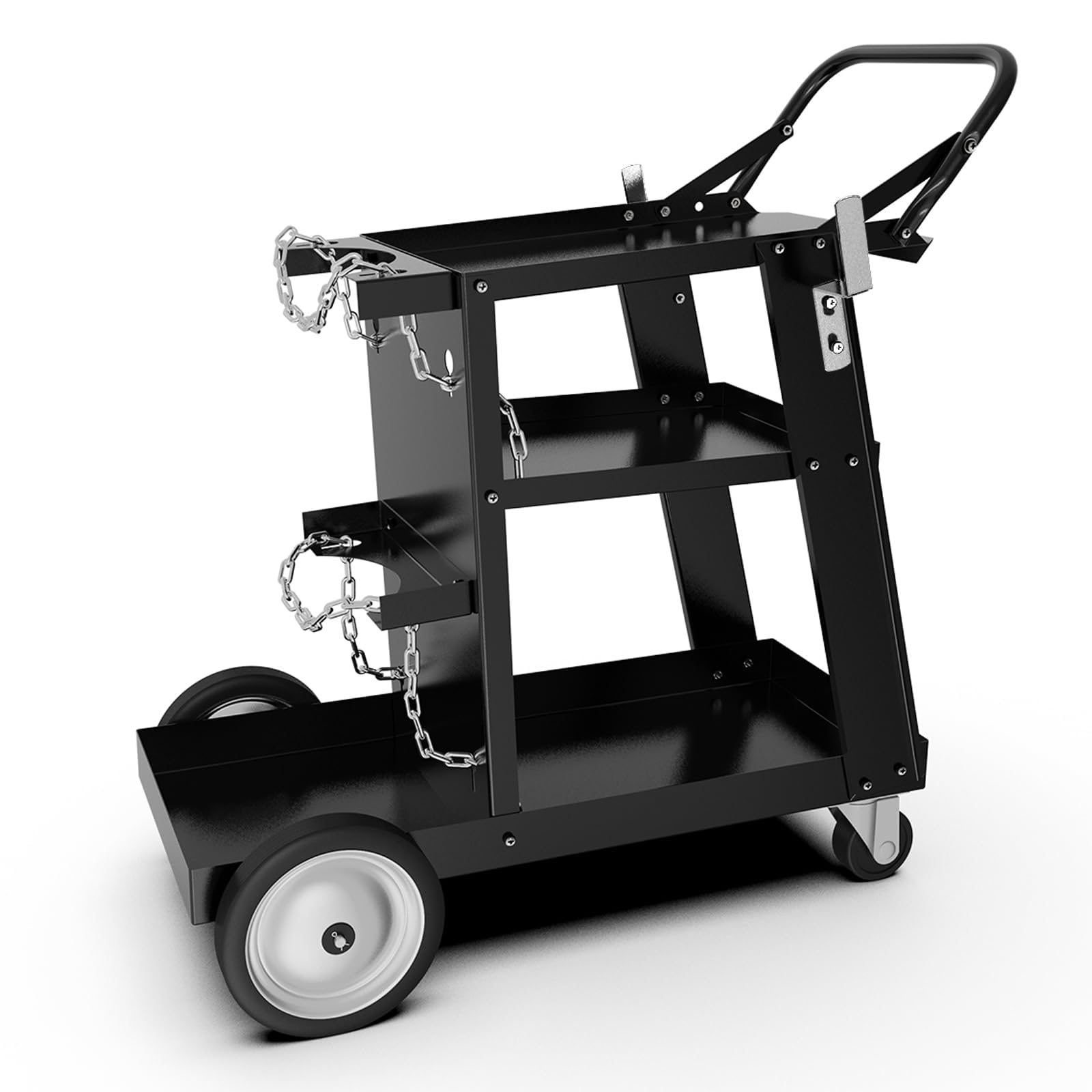 JYHNHYJ Welding Cart, 3 Tiers Welding Carts with Wheels and Gas Bottle Storage for TIG/MIG Welder and Plasma Cutter, 220 Lbs Capacity, Black