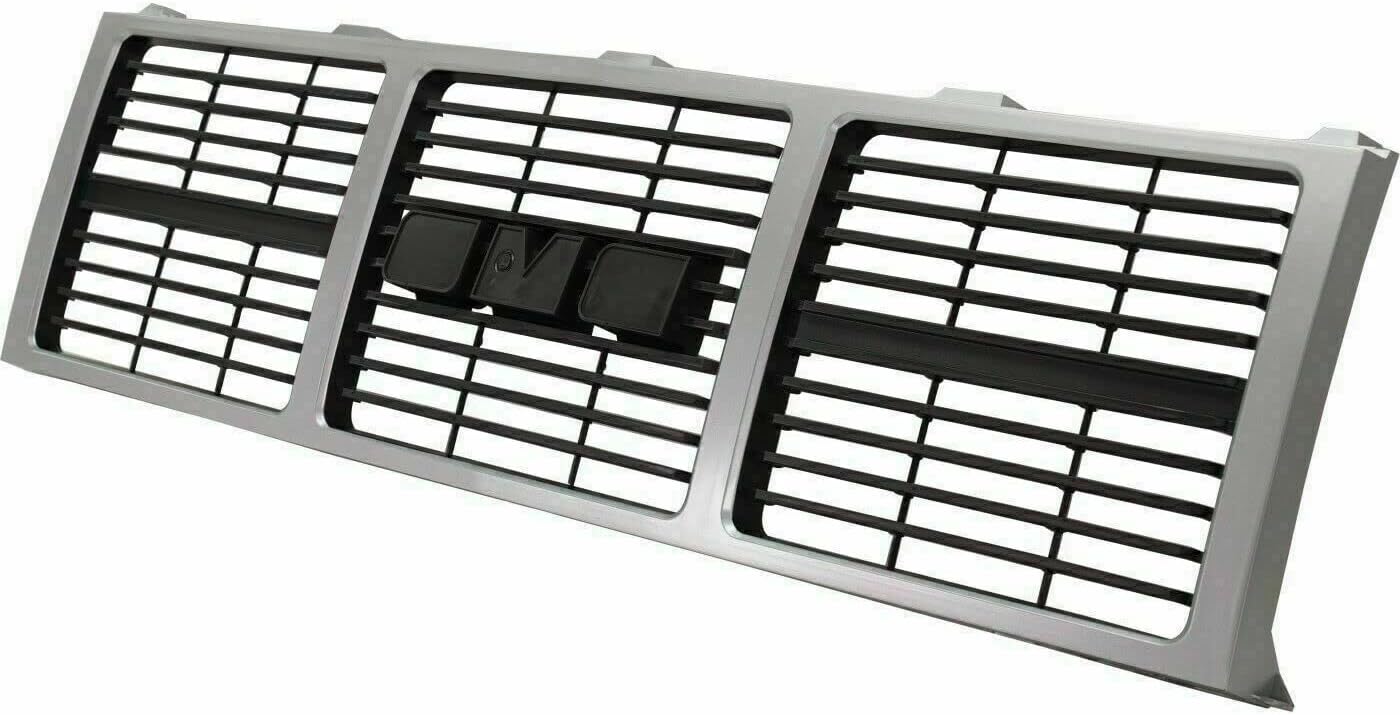 Grille Assembly Silver + Headlight Bezel Trims For 1985-1986 Chevrolet GMC C/K Series Pickup 1987-1988 R/V Series Blazer Jimmy Direct Replacement