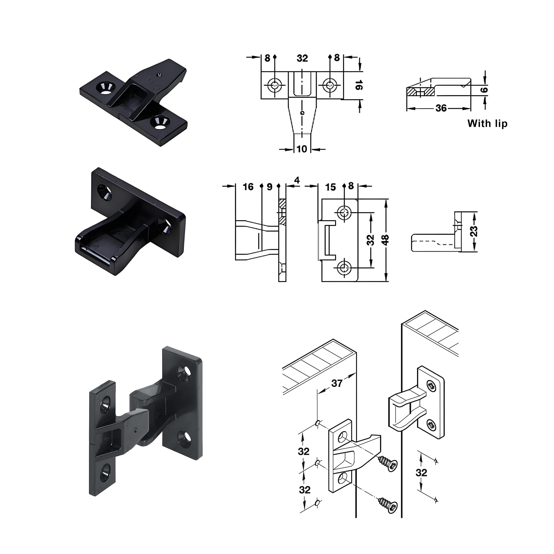 LOOTICH Keku AS Push Fittings Panel Frame Components Connectors Bracket Partition Fastener Slide on Shelf Support Load Capability 20kg Plastic (20 works) - Image 2