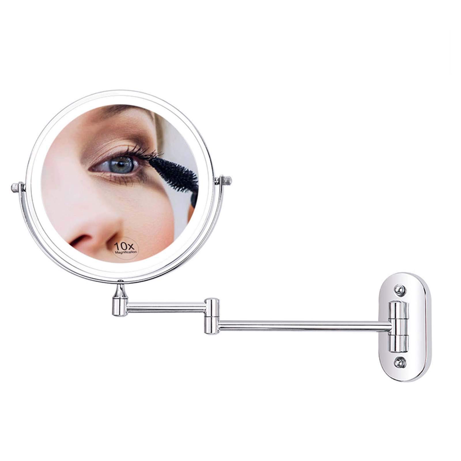 Miroir de maquillage rond LED orientable pour rasage précis