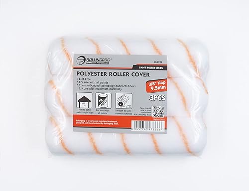 Miniatura 7 de ROLLINGDOG Fundas de rodillo de pintura de 9 pulgadas, poliéster sin pelusa de 38 para pintura de pared lisa (paquete de 3)