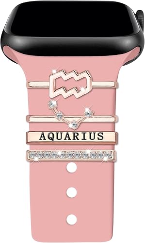 YeeCASE Anillos decorativos de 12 constelaciones compatibles con correas de silicona de Apple Watch de 1.929 in, 1.772 in, 1.732 in, 1.654 in, 1.614