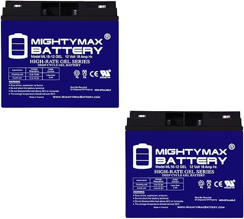 Mighty Max Battery Batería de repuesto de gel de 12V 18AH para Sealake FM12170E - 2 unidades