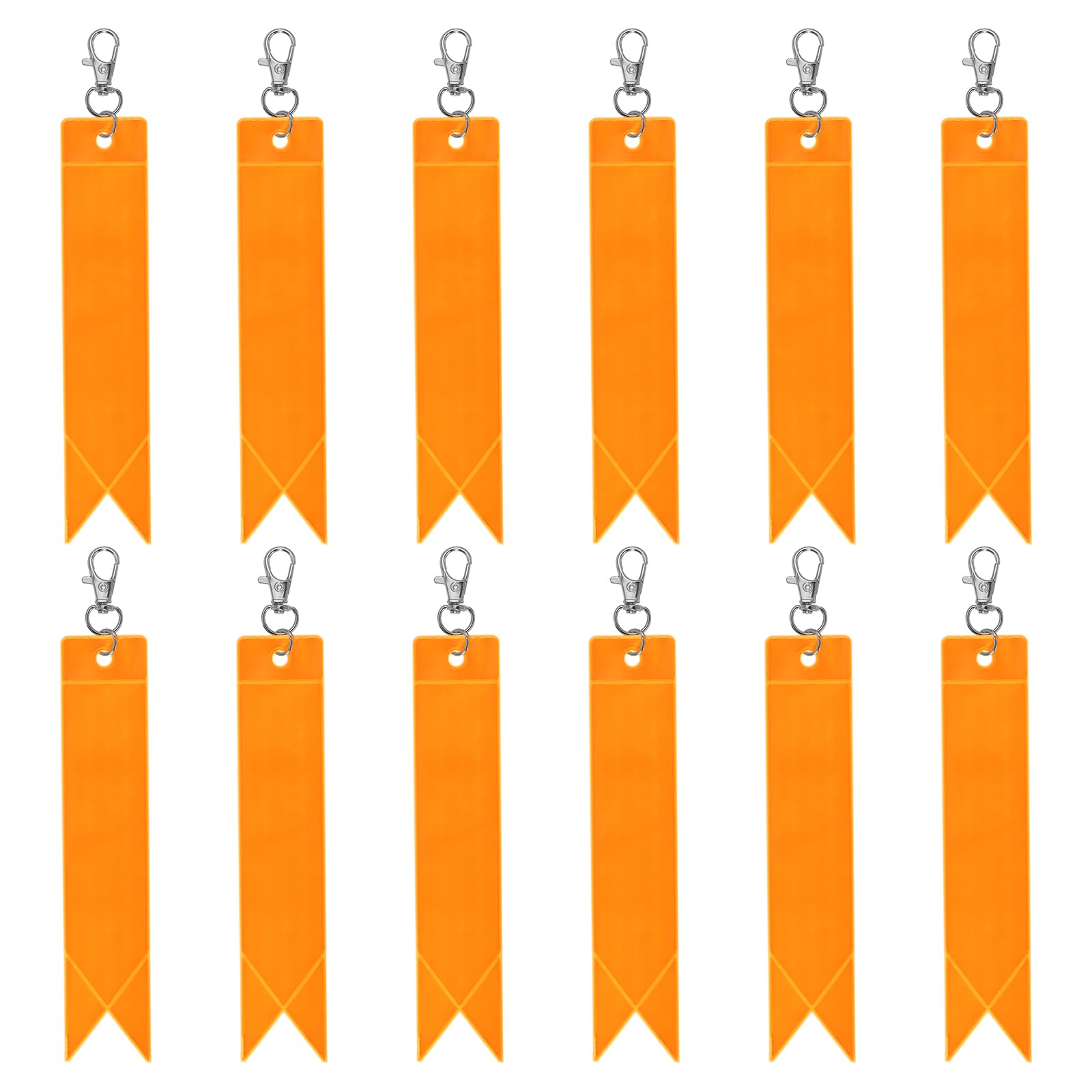 PATIKIL Safety Reflector 6"x1", 12 Pack Reflector Tag Pendant Reflective Safety Keychain Gear for Backpack Cycling Running Wheelchairs, Orange