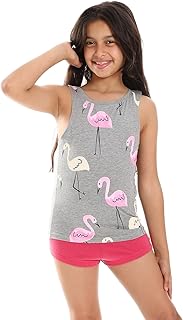 Andora Sleeveless Flamingo Printed Pink Shades & Heather Grey Pajama- Grey-2