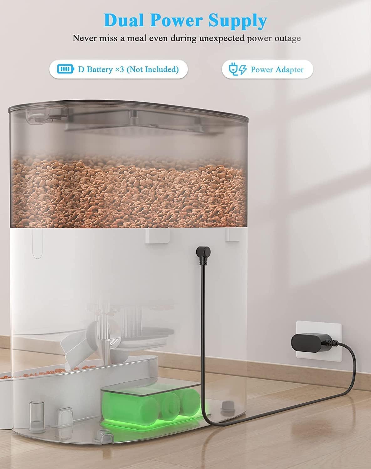 HoneyGuaridan 6L Automatic Cat Feeder, 2.4G WiFi Enabled Smart Feed Automatic Pet Feeder for Cats & Dogs, Timed Pet Food Dispenser with Stainless Steel Bowl APP Control, 10s Voice Recorder