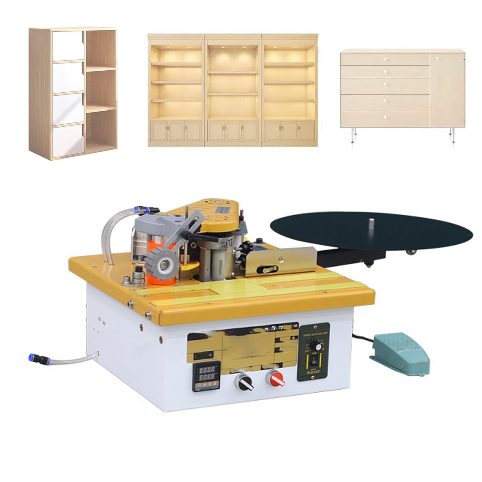 Pnpaea 1200W Portable Edge Bander, Edge Banding Machine,with Temperature Control,Double-Sided Gluing,for Panel Edges,for particleboard, and laminate