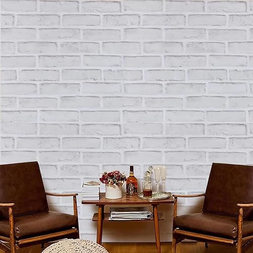 Papel tapiz autoadhesivo de ladrillo blanco, impermeable, de imitación de ladrillo blanco, papel de contacto para paredes de decoración de