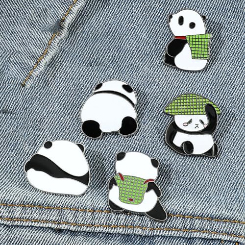 Image of Cute Enamel Pins Cartoon Lapel Pin Brooch Badge for Backpack Jackets Funny Tiger Pins for Gift DIY Accessory Clothing Bookbags Hat Decoration,panda pins-5