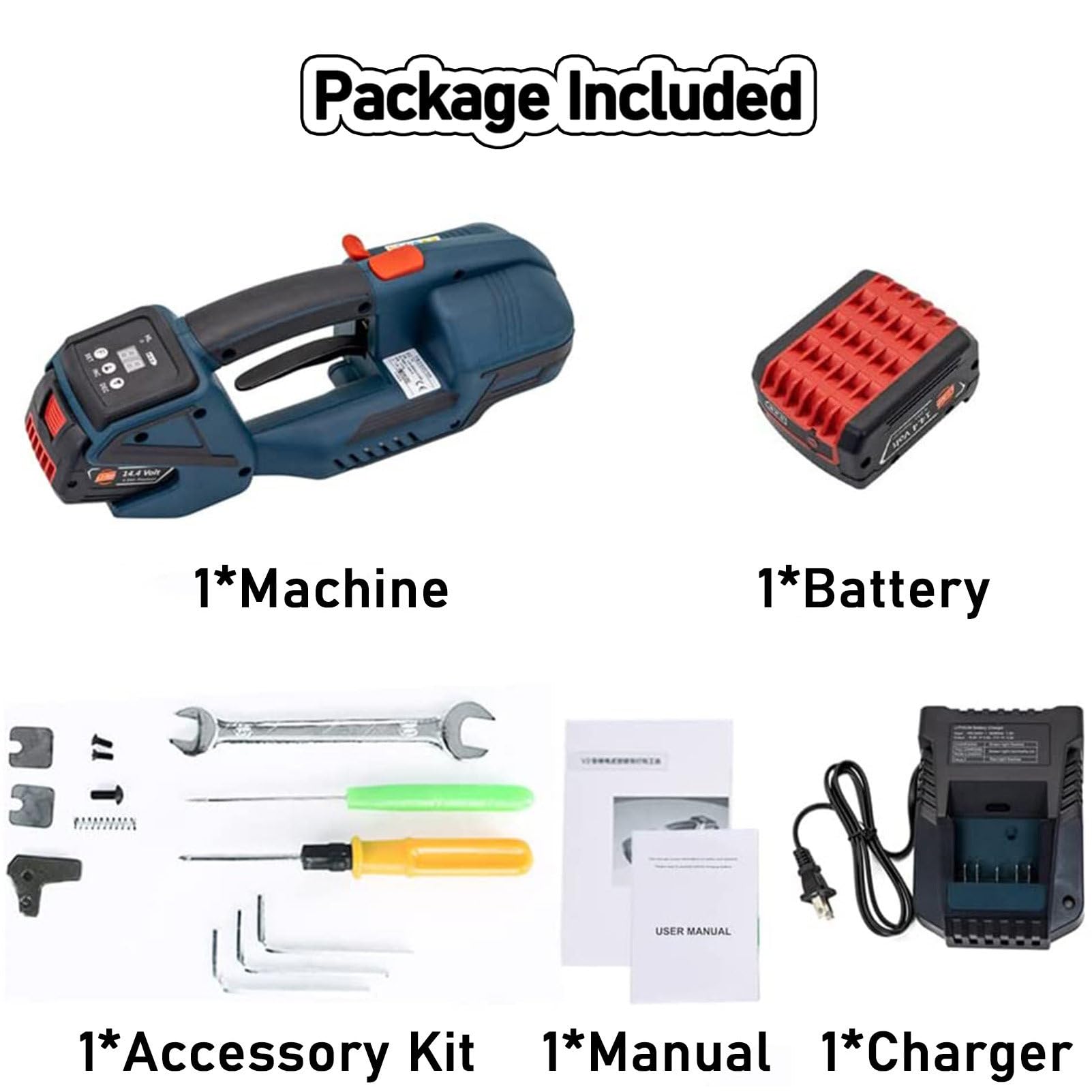 RayGenius Cercleuse électrique pour Bandes PP Pet, cercleuse Automatique avec Batterie 4000mAh, cercleuse Manuelle pour Emballage Plastique,1Battery