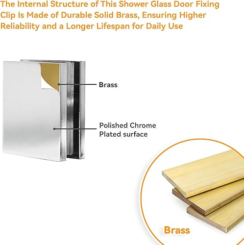 Miniatura 35 de CKB Abrazadera de vidrio de latón para 5/16 a 3/8 pulgadas de grosor, clips de vidrio de 2 x 2 pulgadas para montaje de piso o pared a vidrio