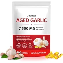 Odorless Aged Garlic Extract, 300 Softgels Aged Garlic Supplement for Heart Health, Immune Support & Antioxidant Non-GMO, Gluten-Free, Stomach-Friendly