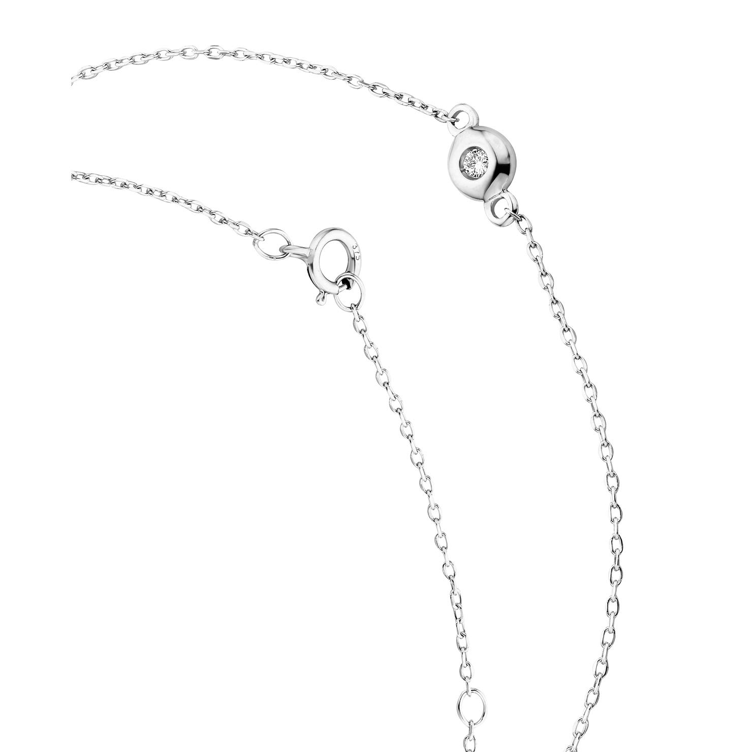 MIORE Bracciale da donna con diamante solitario 0,03 carati in oro bianco 9 carati/oro 375, lunghezza 18,5 cm