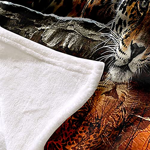 Kuscheldecke Flanell Decke 130X150Cm 3D Drucken Microfaser Weich Flauschige Warm Plüsch Wohndecke Sonnenuntergang Tier Leopard Muster Tagesdecke Fleecedecke Winterdecke Für Sofa Und Bett – Bild 6