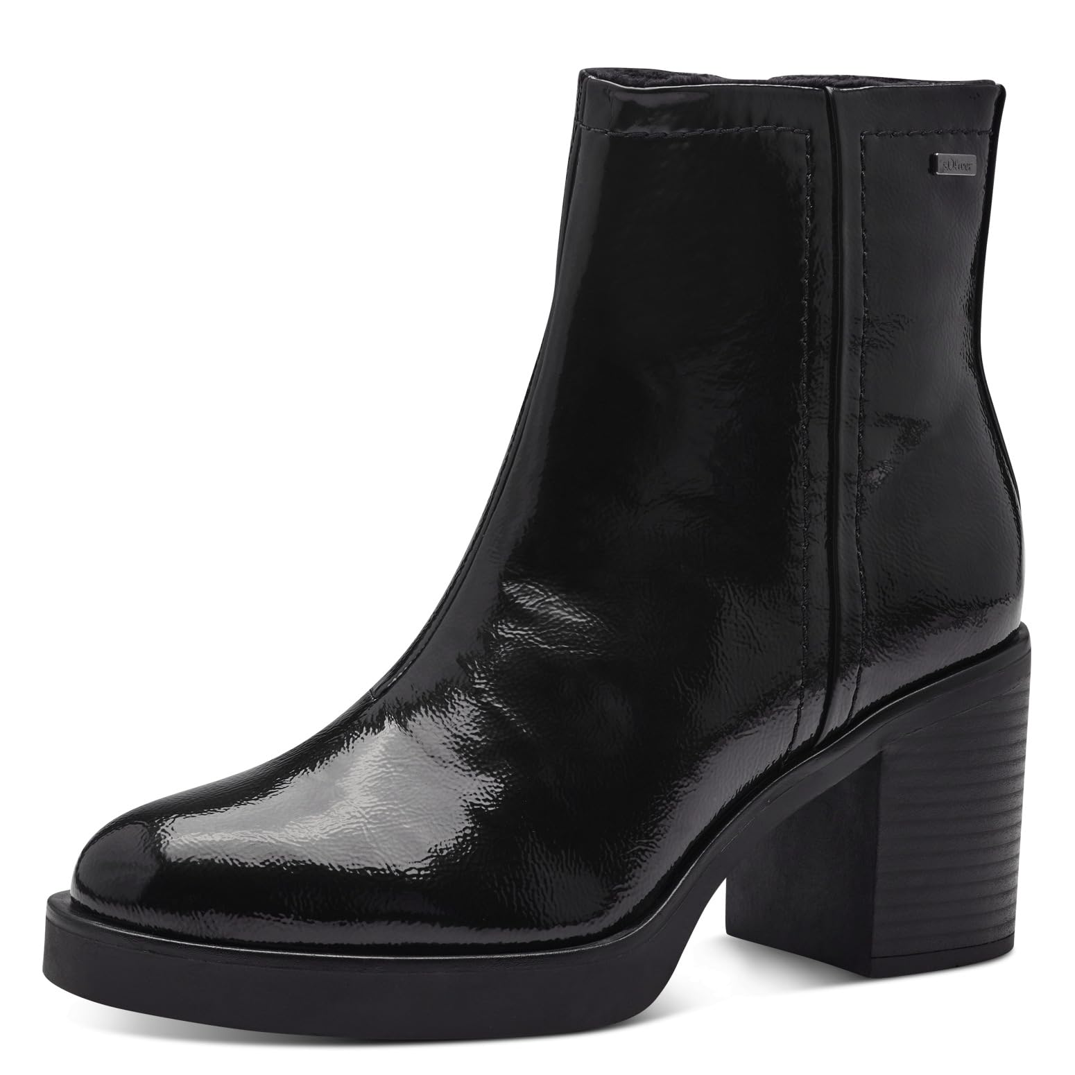 s.Oliver Women's Boot Heel 5-25324-41 Ankle Boots, Black (Black Patent), 7 UK