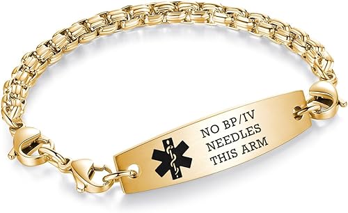 Miniatura 65 de Brazaletes de alerta médica ajustables de 7.5" a 9" para mujer/hombre, de acero inoxidable, intercambiables