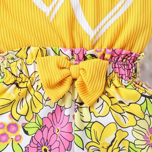 Image of 3-8 T Toddler Girls Clothing Set Ruffle Sleeve Bow Tie Top + Floral Shorts Set