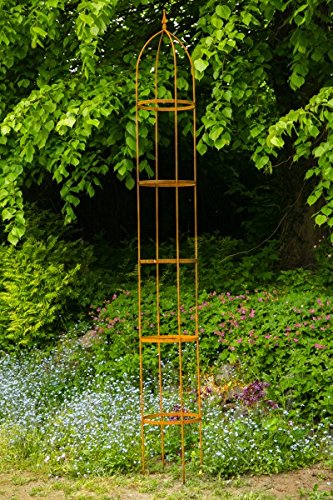 KUHEIGA Rankgerüst H: 300cm hoch, 10mm Volleisen Obelisk Rost H: 100cm, Rankhilfe,