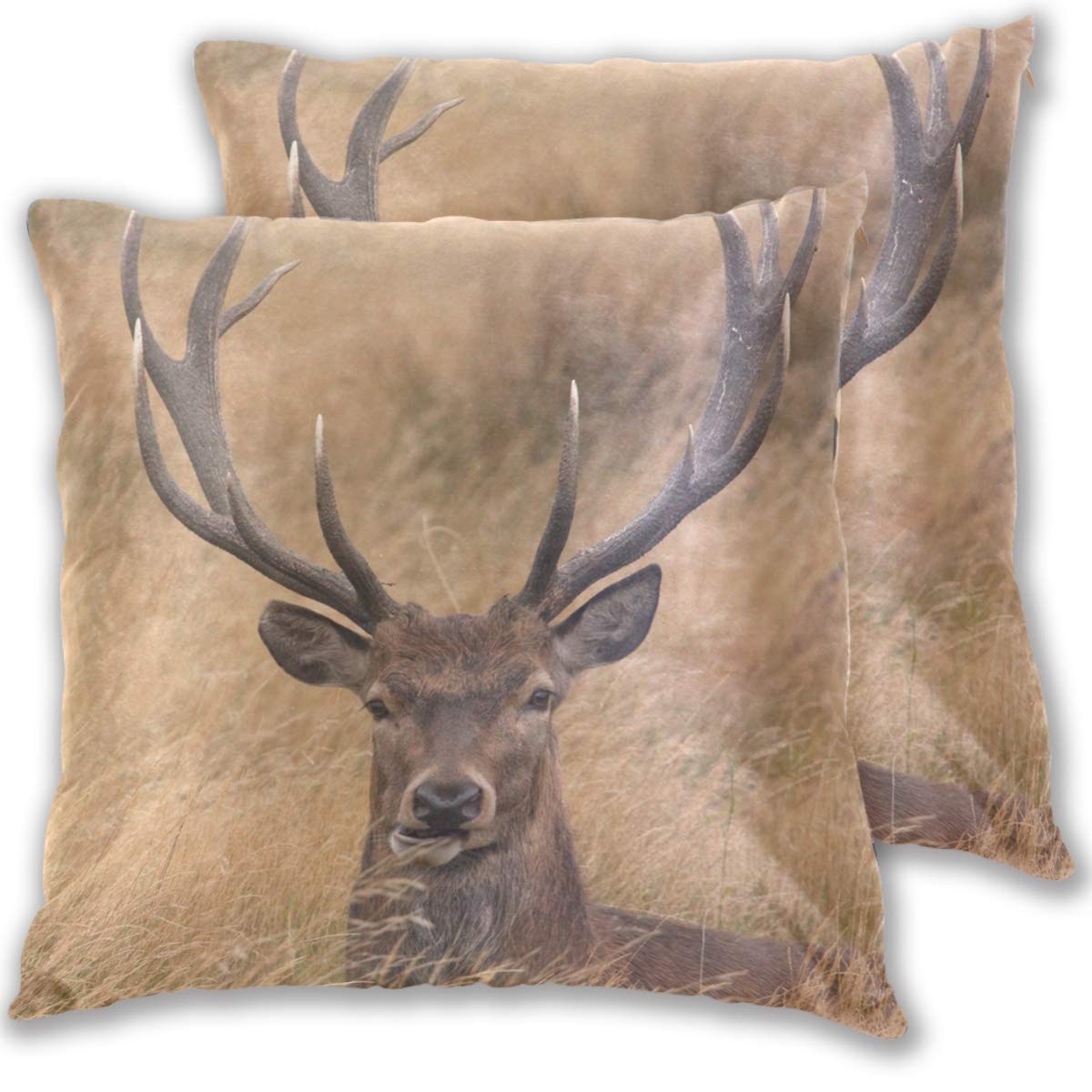 Redecor Throw Pillow Covers Set of 2 Wild Animals Deer 20x20 inch for Sofa Cushion Cover Decorative 50x50 cm