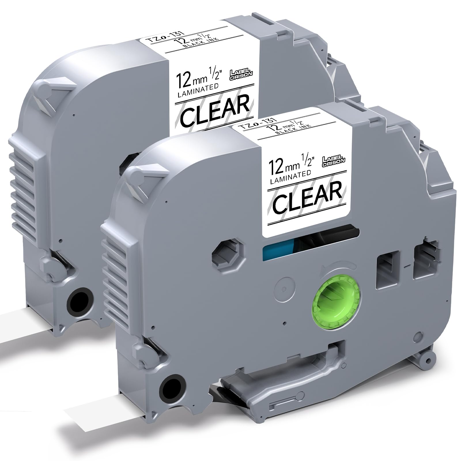 Label Orison TZe-131 Label Maker Tape Clear, Replacement for Brother P-Touch Label tz Tapes 12mm 0.47 Laminated for PT-D210 PT-D220 PT-H110, Black on Clear, 1/2''(12mm) x 26.2'(8m), 2PK