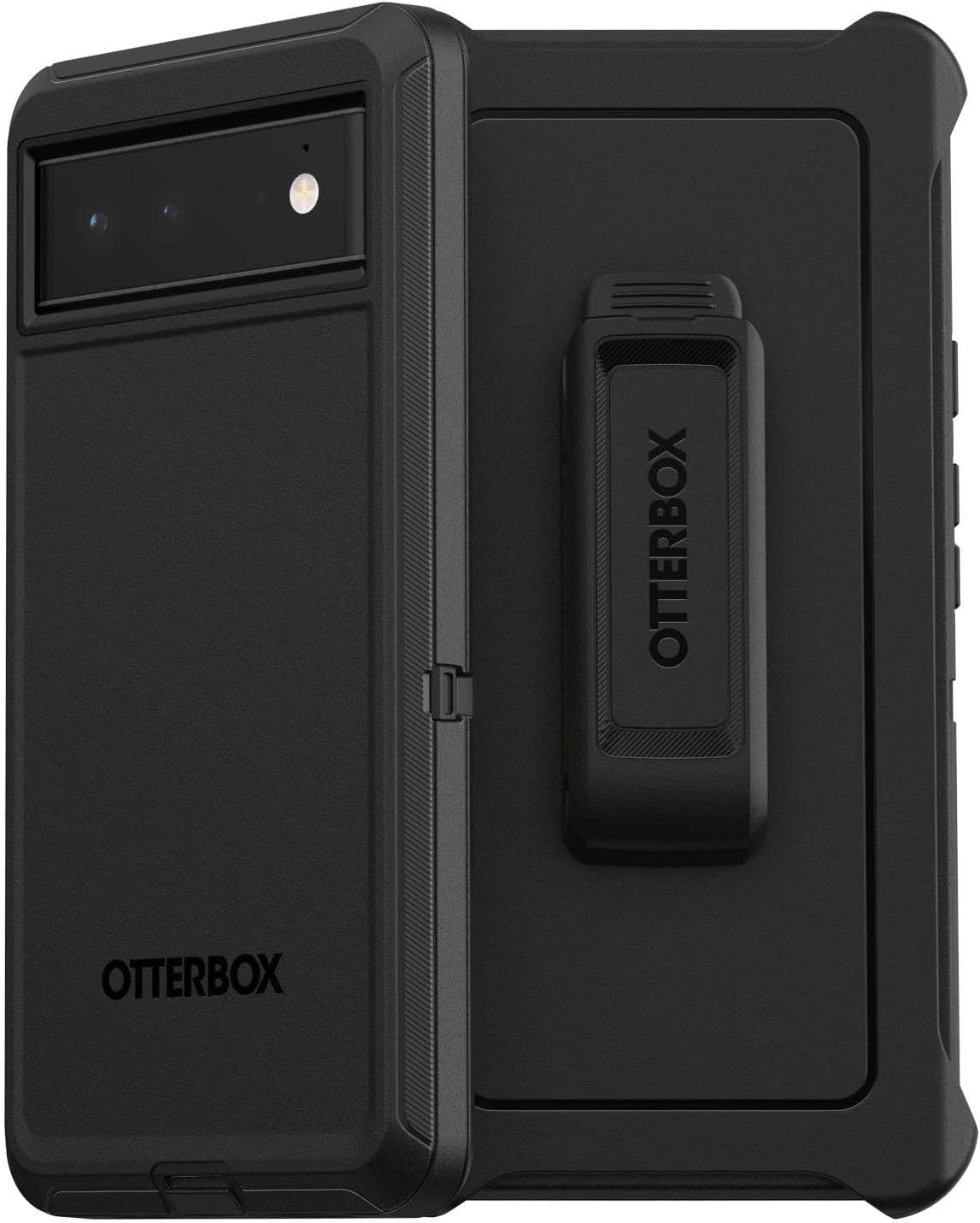 OtterBox Pixel 6 (Only) - Defender Series Case - Black - Rugged & Durable - with Port Protection - Includes Holster Clip Kickstand - Non-Retail Packaging